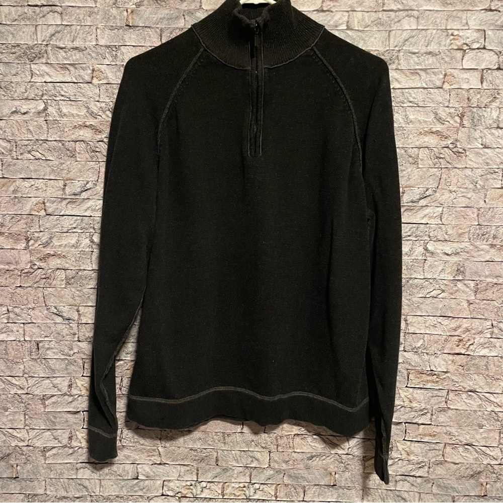 Calvin Klein Jeans Gray Quarter zip distressed modern looking sweater